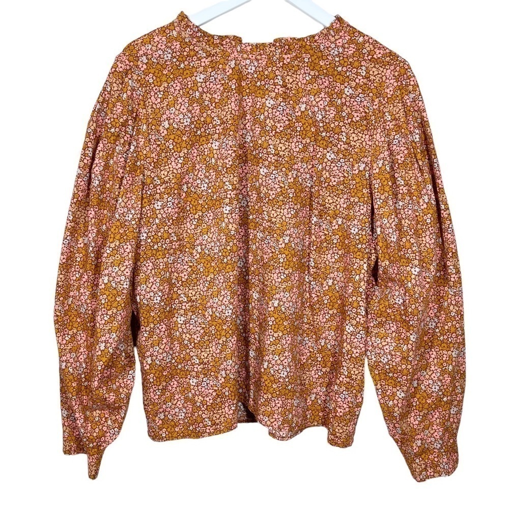 Universal Thread Target Ditsy Floral Ruffle High Neck Autumnal Orange Shirt XXL